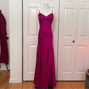 SOLD Sue Wong Fuchsia Pink Silk Evening Gown
